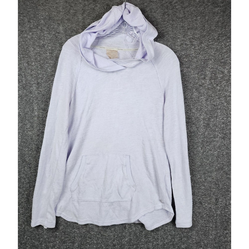 Calvin Klein Hoodie Women Large Lavender Performance‎ Slub Knit Kangaroo Pocket